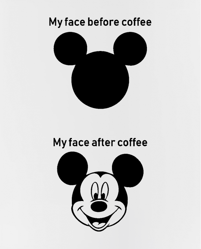 Puodelis Mickey face before after